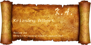 Krizsány Albert névjegykártya
