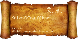 Krizsány Albert névjegykártya