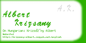 albert krizsany business card